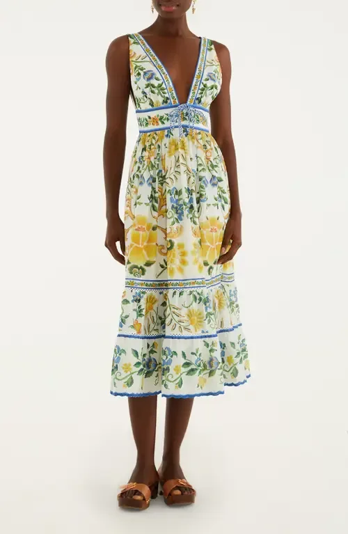 Emily Tapestry Floral Print Midi Dress by FARM Rio