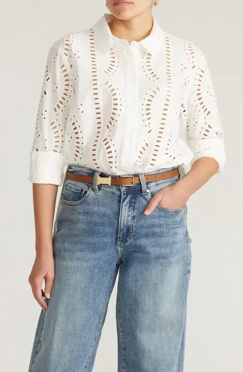 Embroidered Cotton Poplin Blouse by Universal Standard