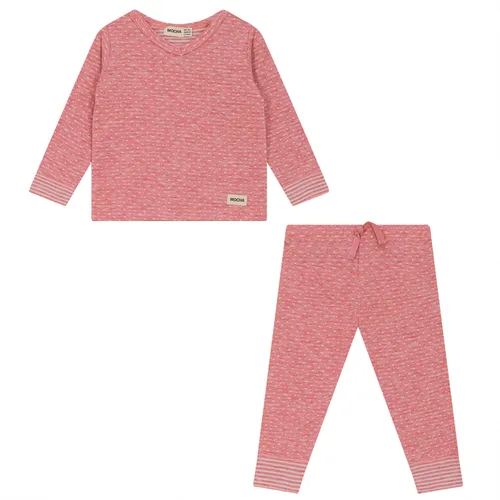 Dot Print 2 Piece Set, Long Sleeve Top & Elastic Waist Bottom by Mocha