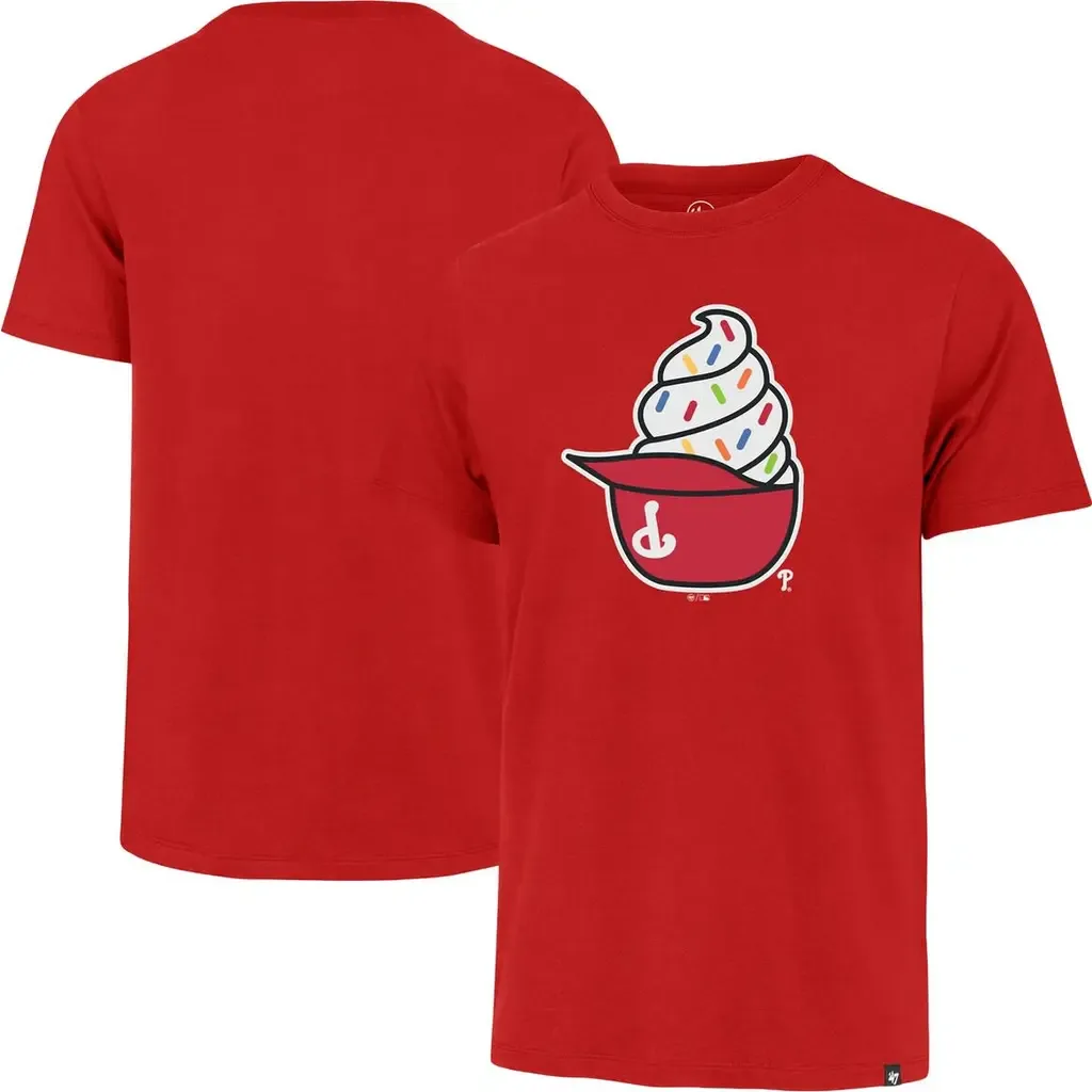 '47 Red Philadelphia Phillies Ice Cream Helmet Franklin T-Shirt by '47
