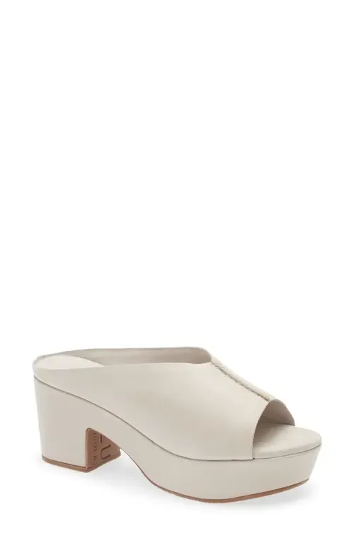 Gito Platform Slide Sandal in White Sand Leather by Chocolat Blu