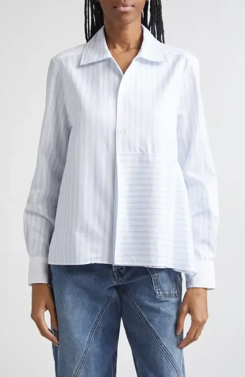 Asymmetric Draped Stripe Poplin Button-Up Shirt by JW Anderson