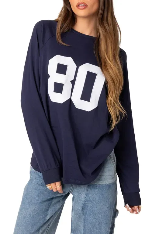 80 Oversize Long Sleeve Cotton Graphic T-Shirt by EDIKTED