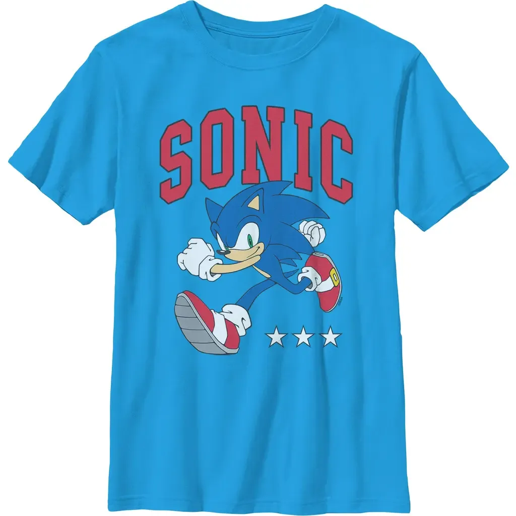 Three Stars Running Graphic Short Sleeve T-Shirt by Sonic the Hedgehog