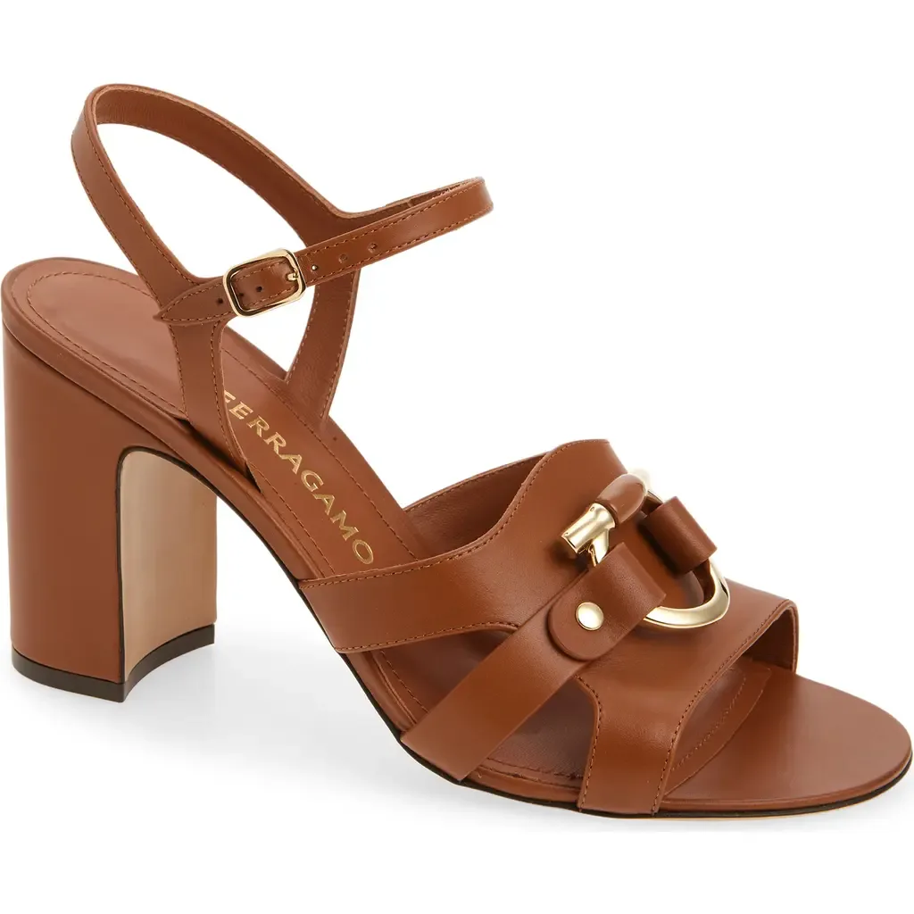 Lumya Gancio Ankle Strap Block Heel Sandal by FERRAGAMO