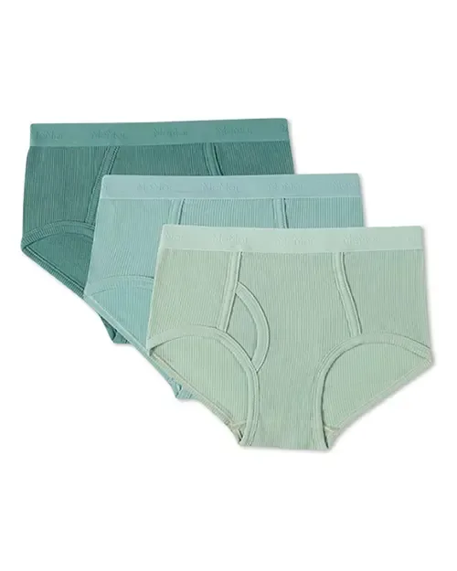 3 Pair Ribbed Tag-Free Briefs, Solid Colors by MeMoi
