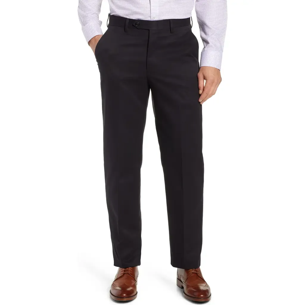 Classic Fit Flat Front Microfiber Performance Dress Pants