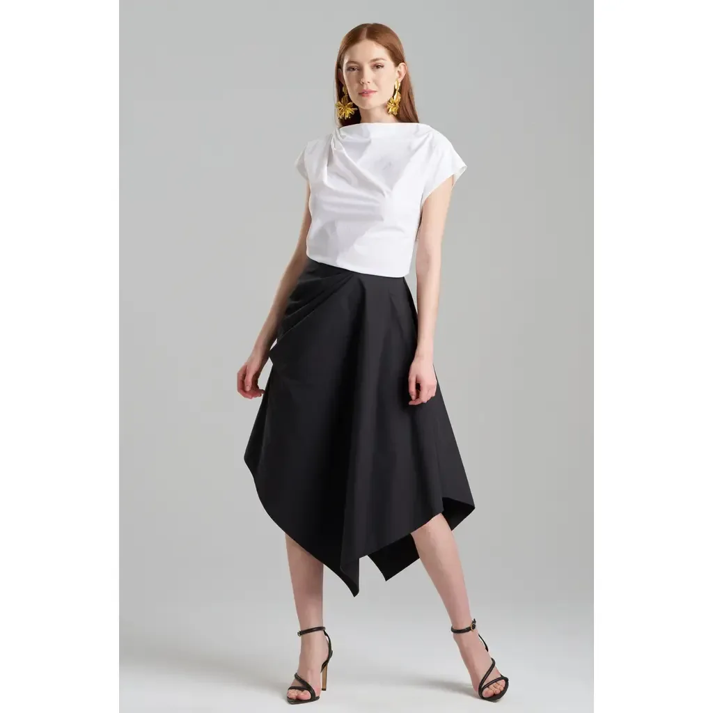 Tech Cotton Taffeta Asymmetrical Skirt by Natori