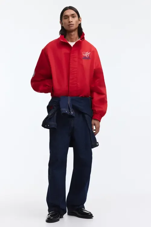 Loose Fit Embroidered-Motif Nylon Track Jacket by H&M