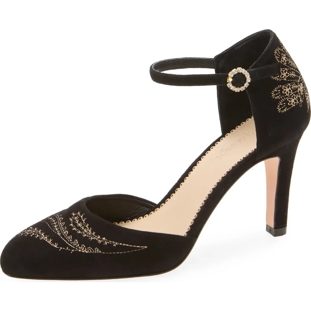 Mariana Embroidered Suede Pump by Cinq à Sept