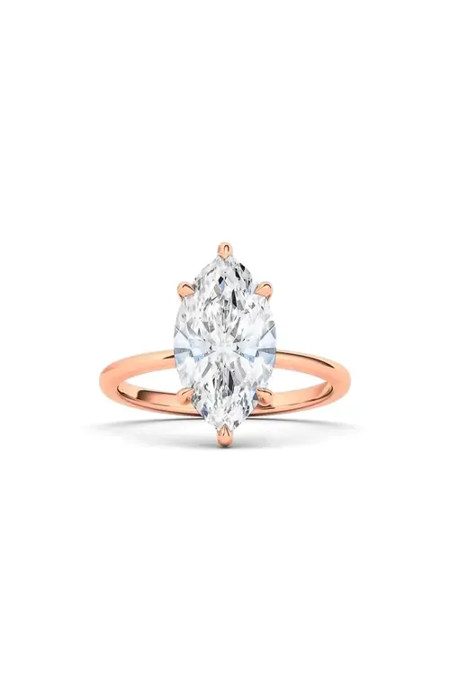 Marquise Cut Lab Created Diamond Ring in 18K Rose Gold by HauteCarat