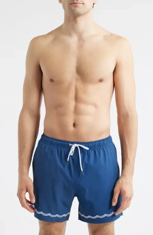 Waves Embroidered Swim Trunks by MAVRANS
