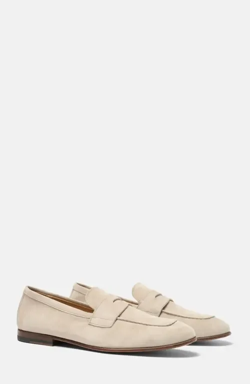 Gregory Loafers in Cream - Suede by SCAROSSO