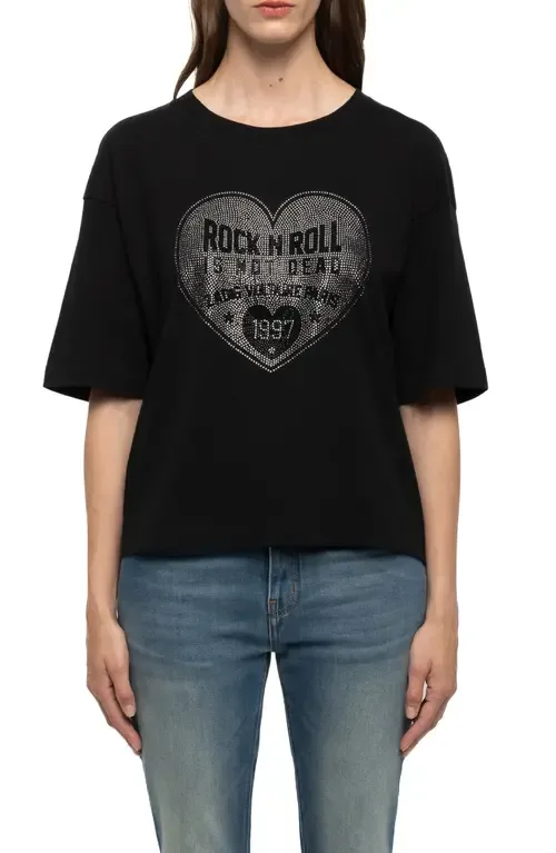 Taida Crystal Embellished Graphic Heart T-Shirt by Zadig & Voltaire