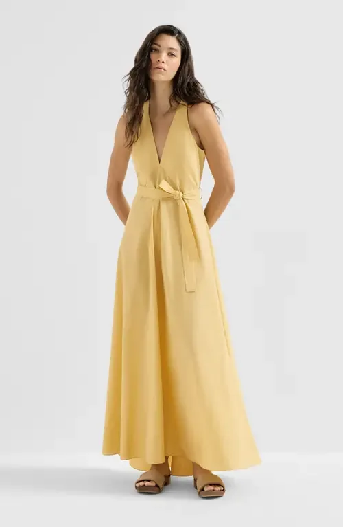 Techno Cotton Poplin Belted Dress by Brunello Cucinelli