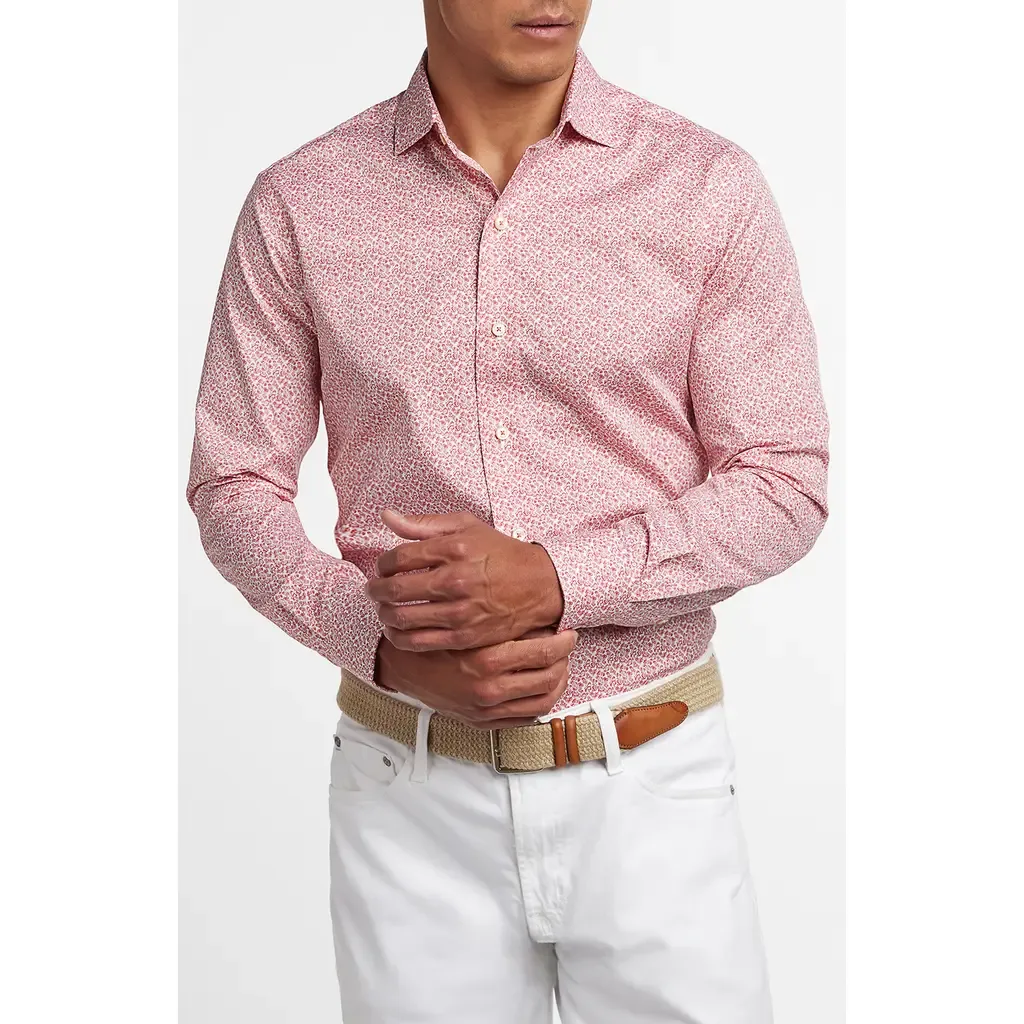 Micropaisley Print Sport Shirt by David Donahue