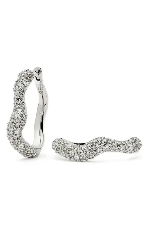 Small Molten Snow Huggie Hoop Earrings