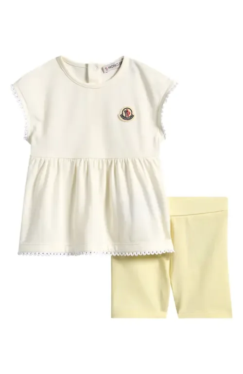 Flounce Hem Knit Top & Short Leggings Set by Moncler