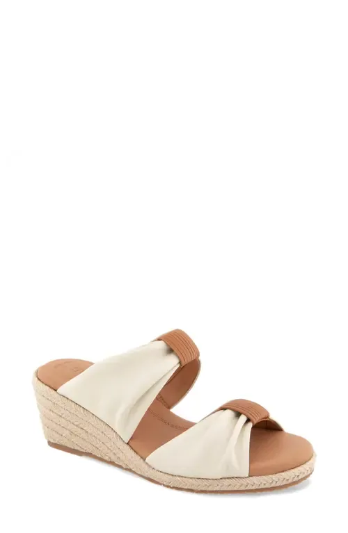 Gracious Espadrille Platform Wedge Slide Sandal - Stone Leather by Gentle Souls