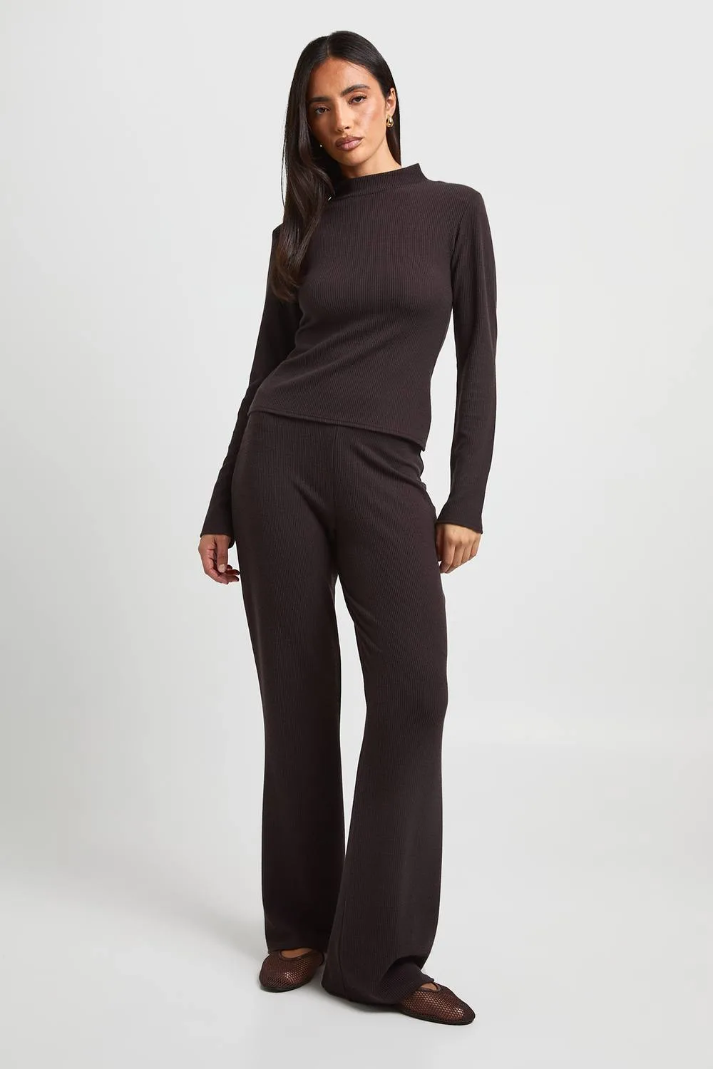 Crinkle Textured High Neck Long Sleeve Trouser Co Ord by boohoo
