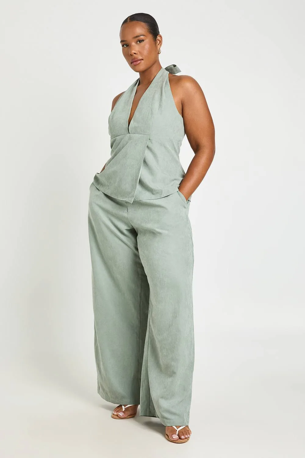Peached Wide Leg Trouser