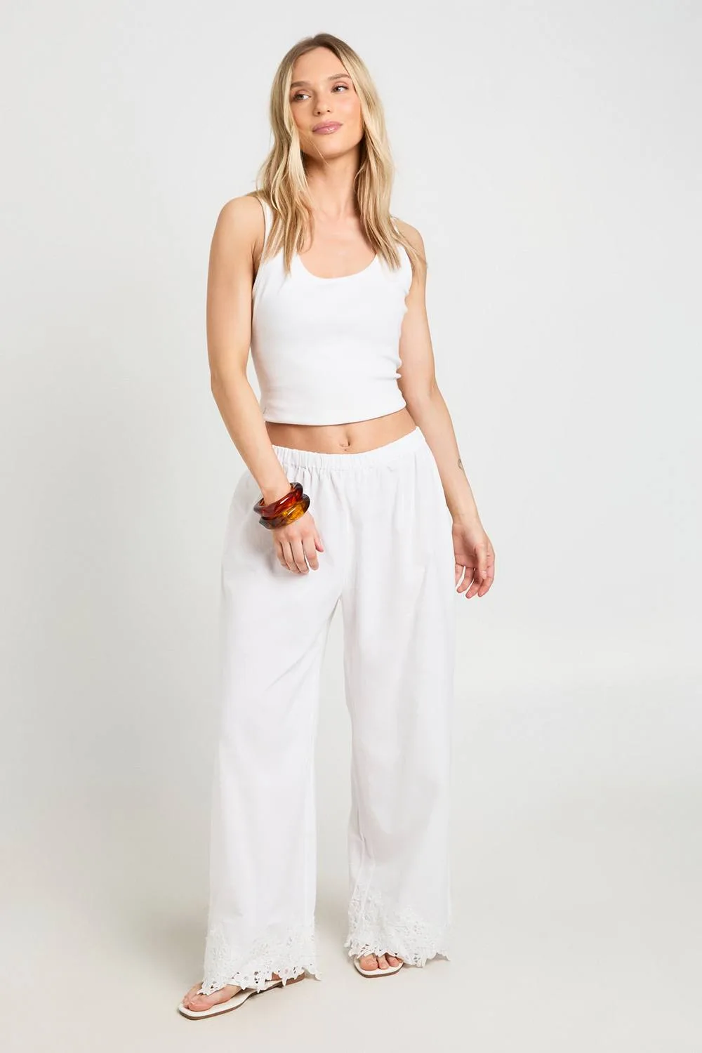 Embroidered Trim Wide Leg Trouser by boohoo