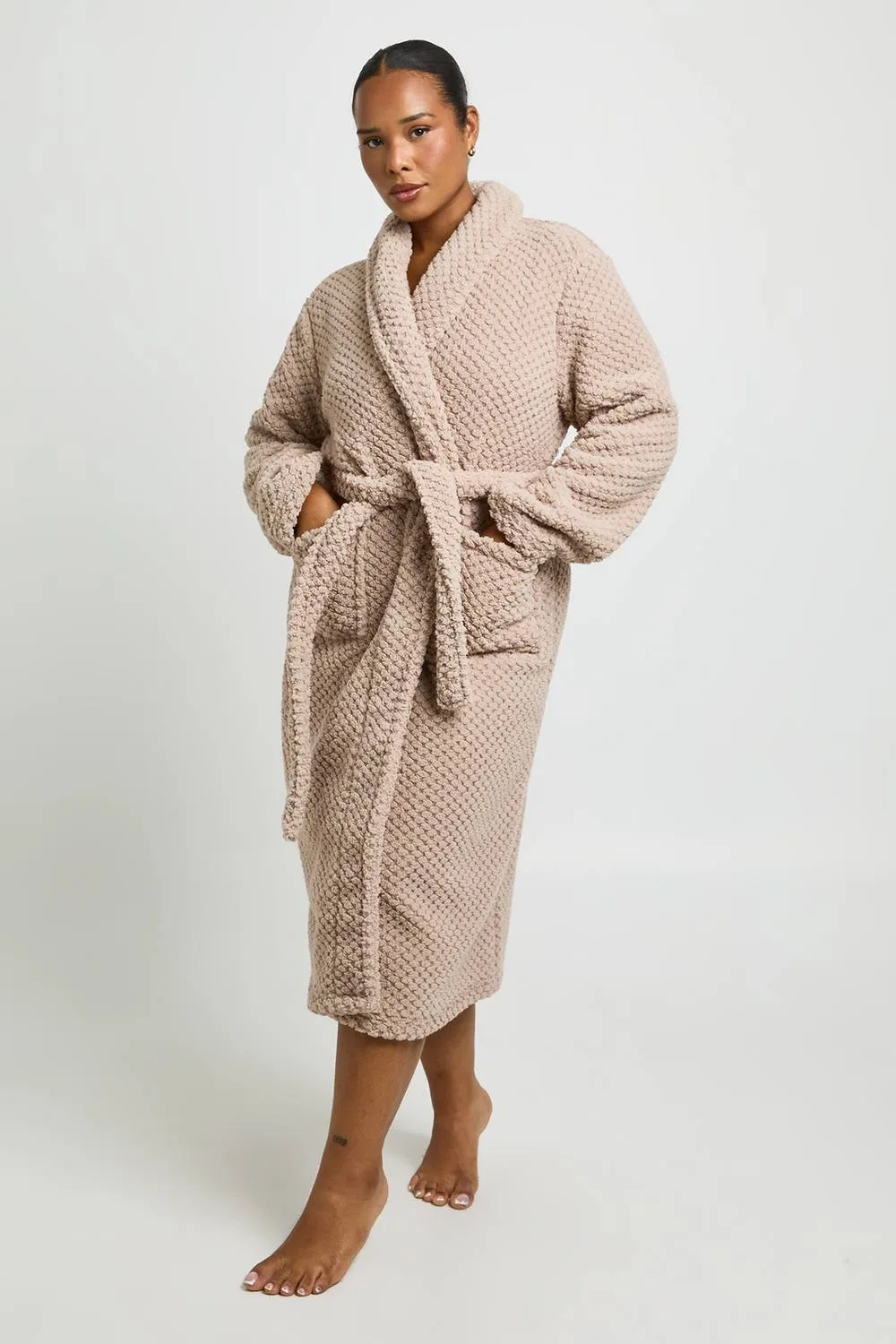 Waffle Fleece Long Dressing Gown