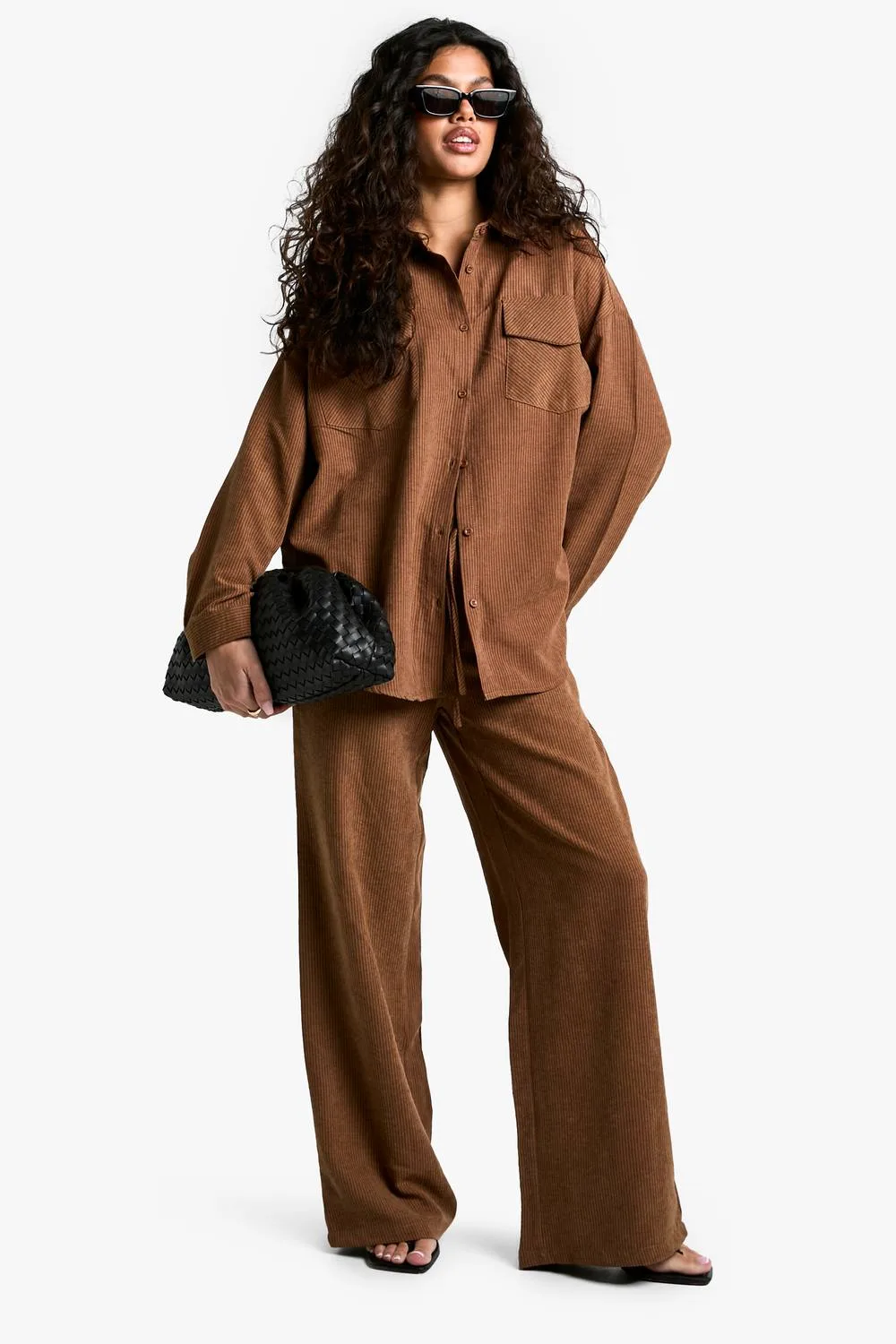 Striped Peached Drawstring Waist Wide Leg Trouser by boohoo