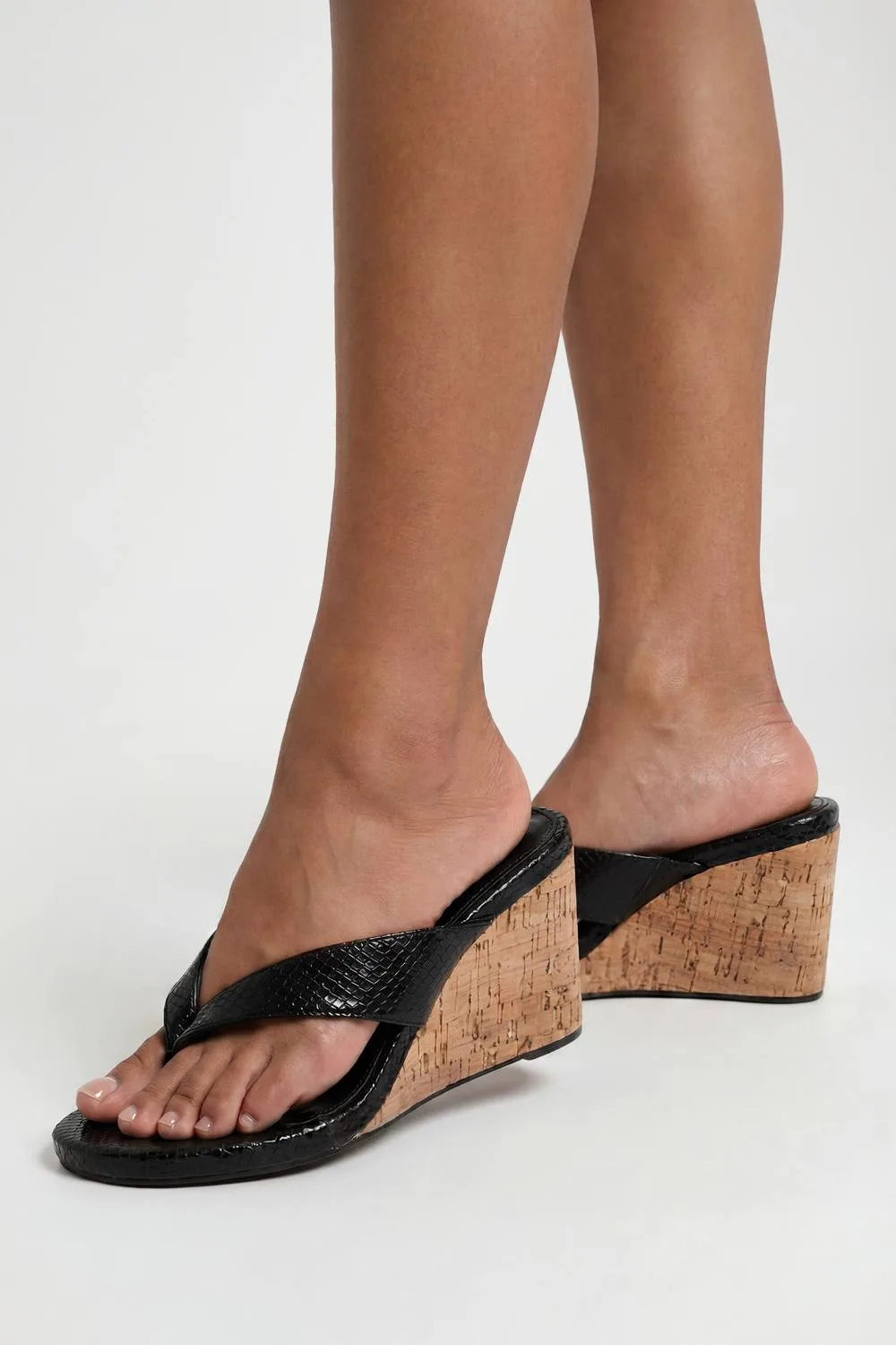 Snake Toe Thong Wedges by boohoo