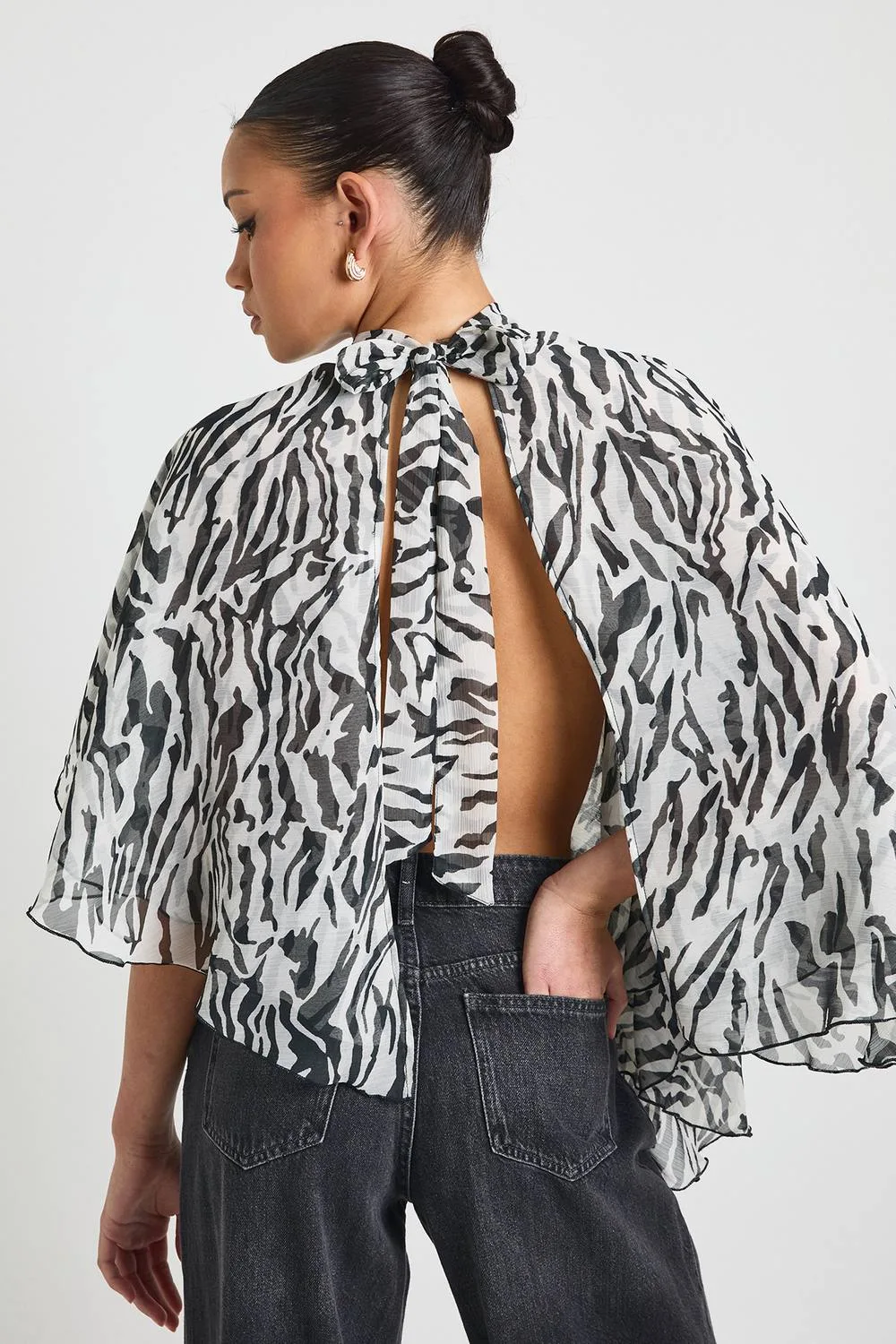 High Neck Cape Blouse by boohoo