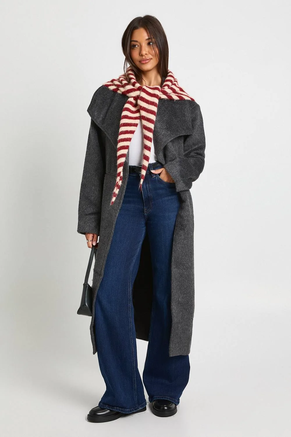 Oversized Collar Wool Look Trench Coat by boohoo