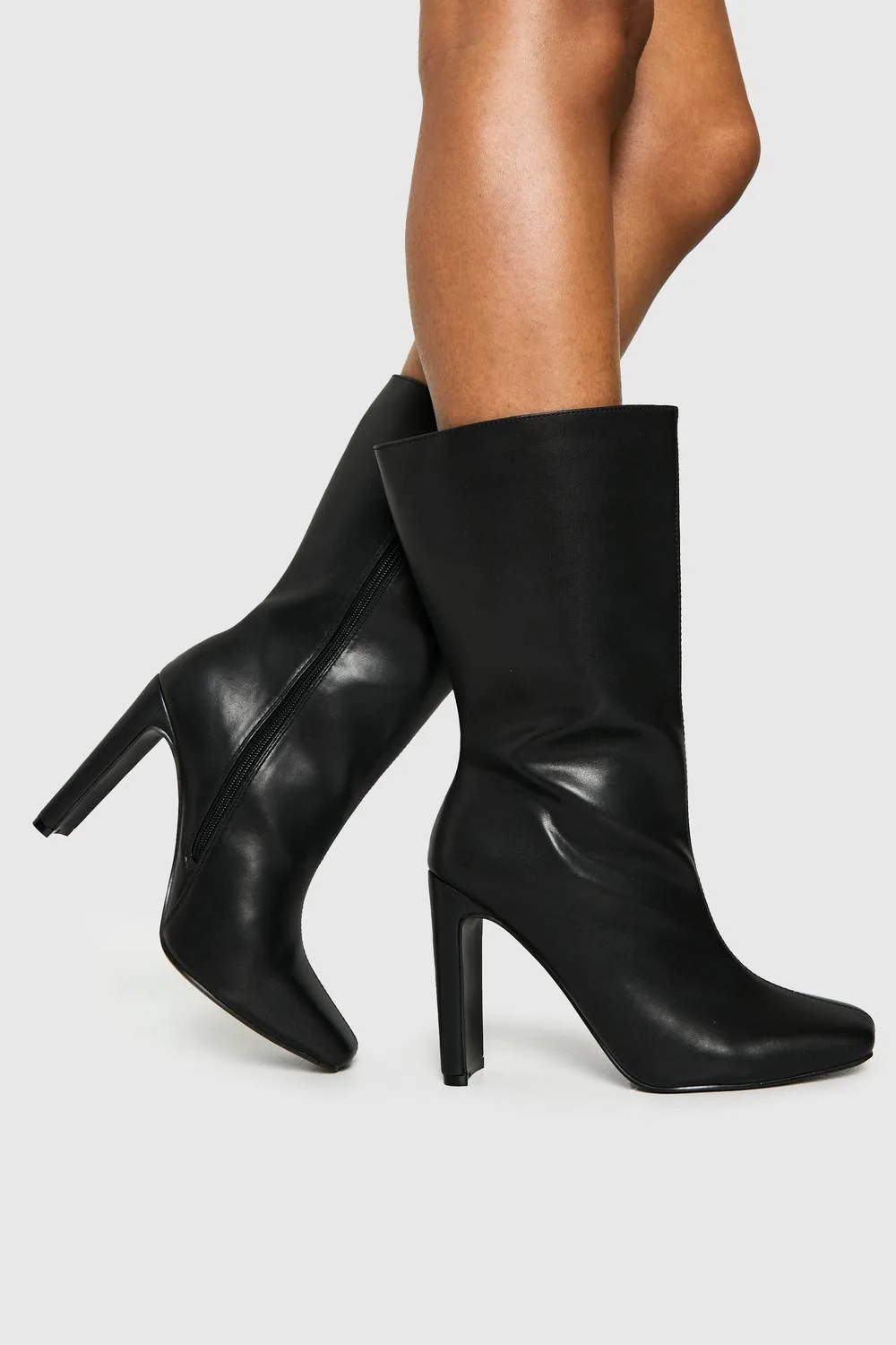 Wide Fit Square Toe Heeled Boots by boohoo