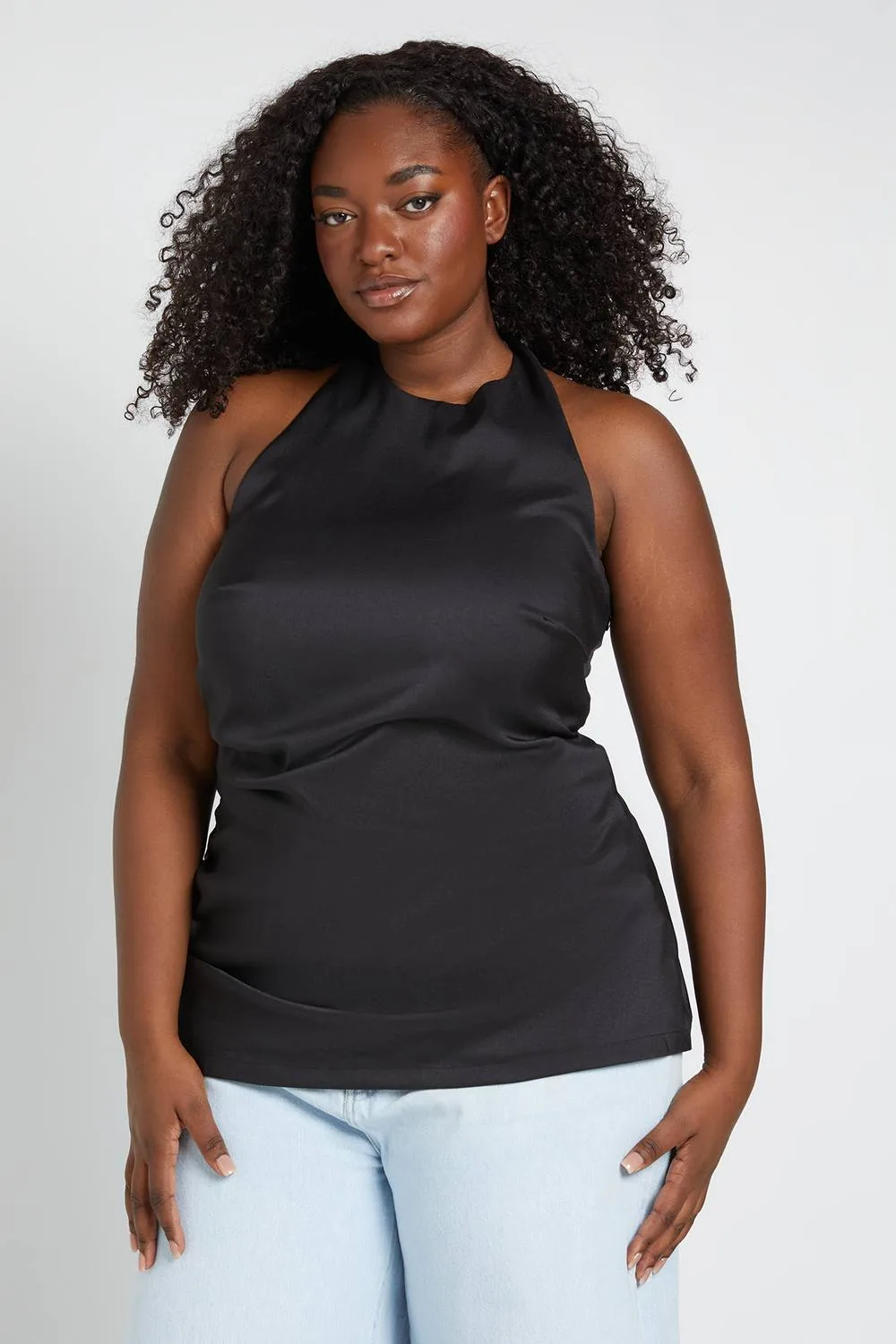 Ruched Side Halter Marl Tailored Top by boohoo