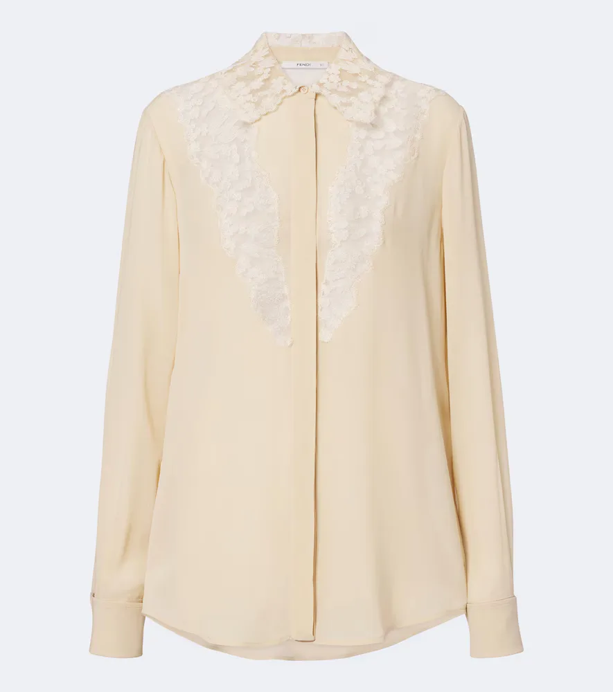 Chemise En Soie à Dentelle by Fendi