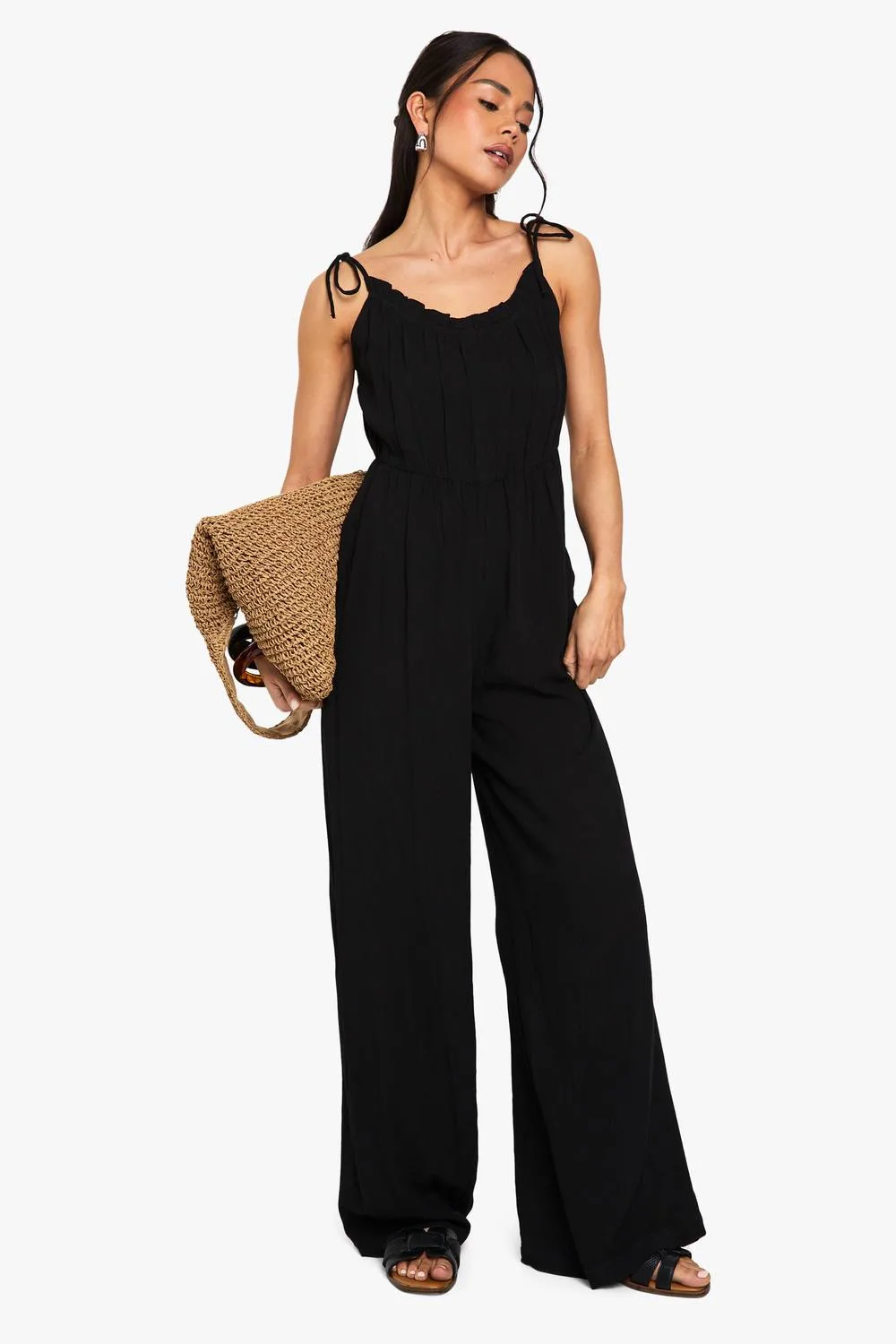 Cheesecloth Shoulder Jumpsuit by boohoo