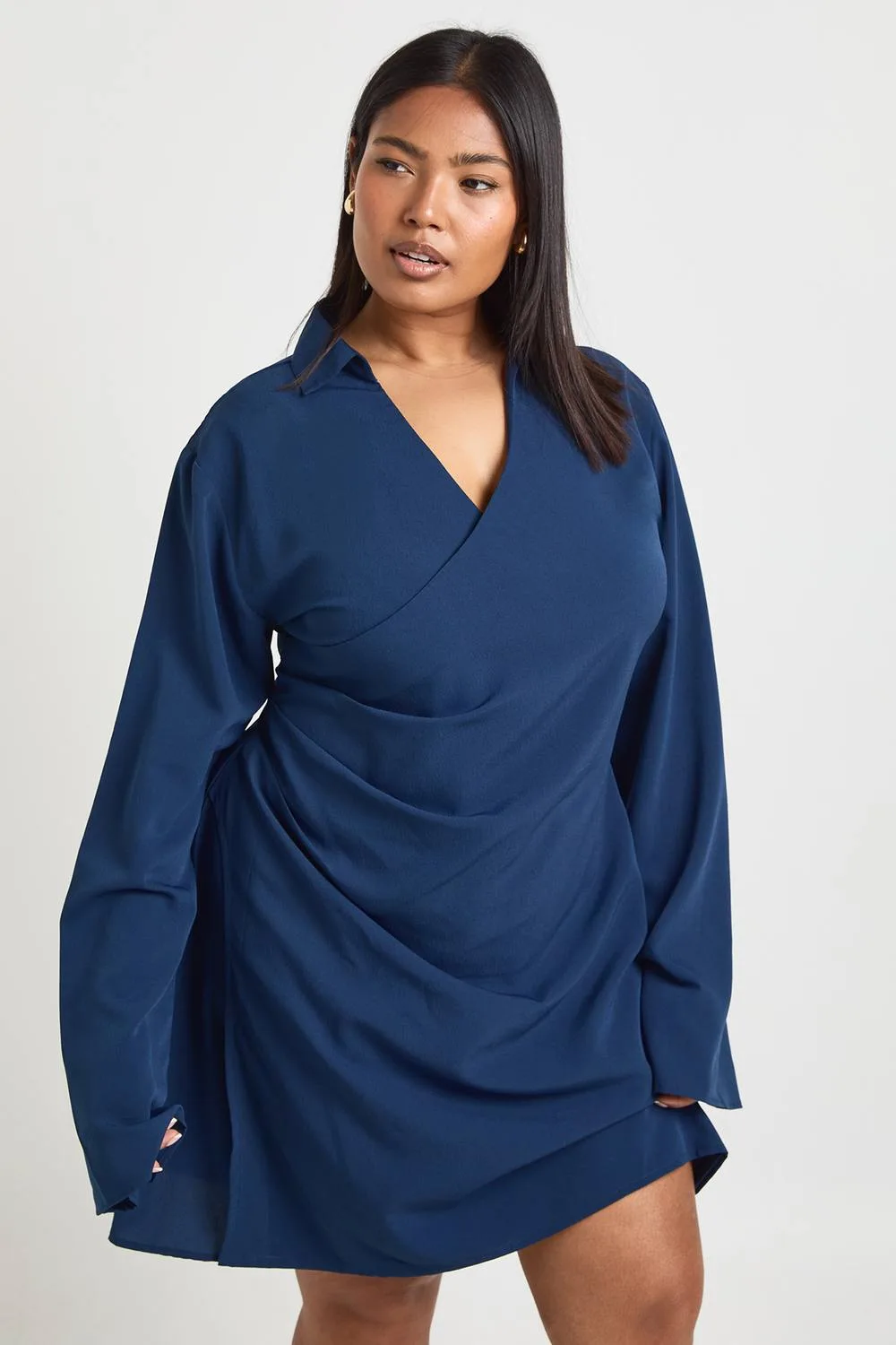 Woven Wrap Drape Detail Mini Dress by boohoo