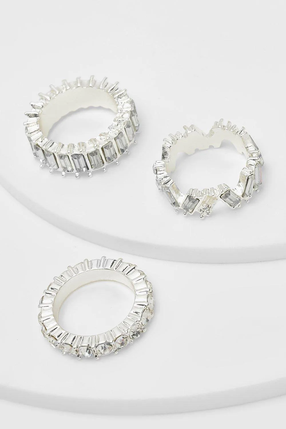 Diamante Rings 3 Pack by boohoo