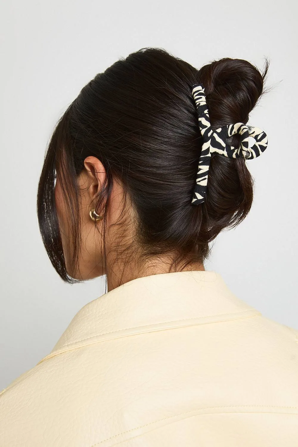Zebra Print Ruched Satin Claw Clip by boohoo