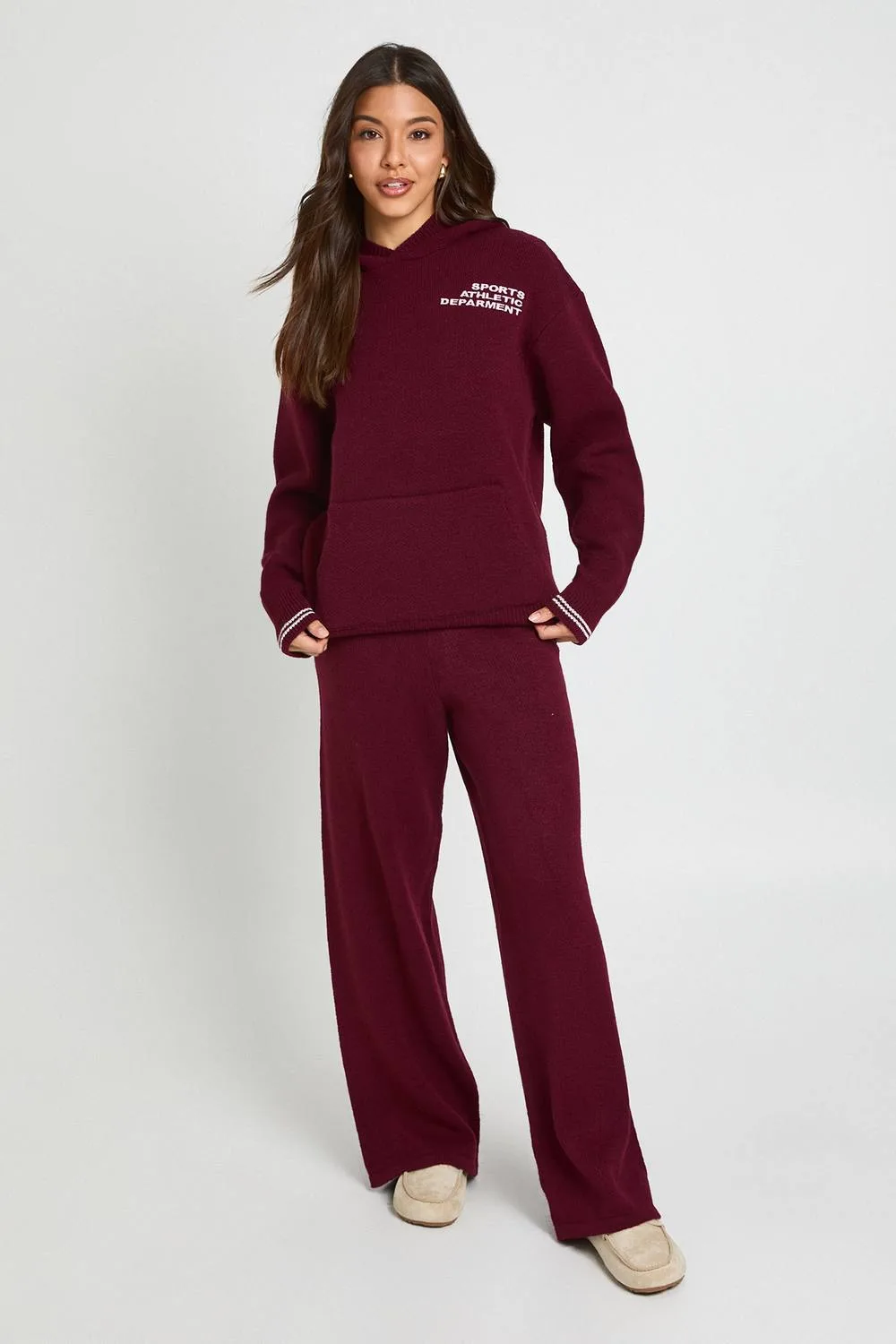 Sports Athletic Department Club Oversized Knitted Hoodie & Trouser by boohoo