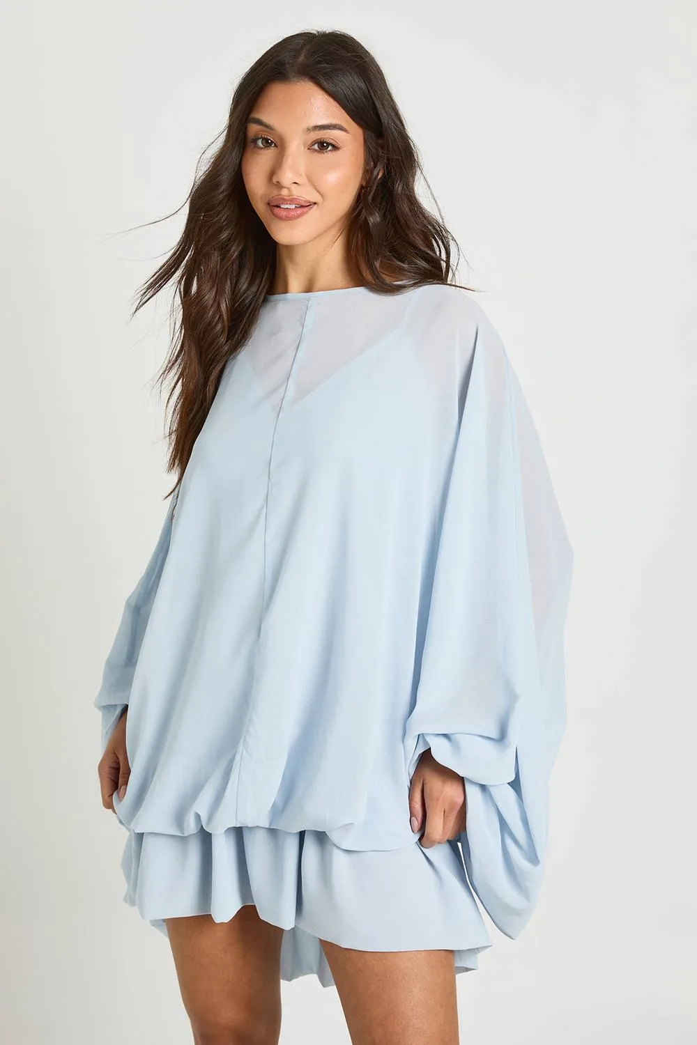 Chiffon Cami Overlay Blouson Skater Dress by boohoo