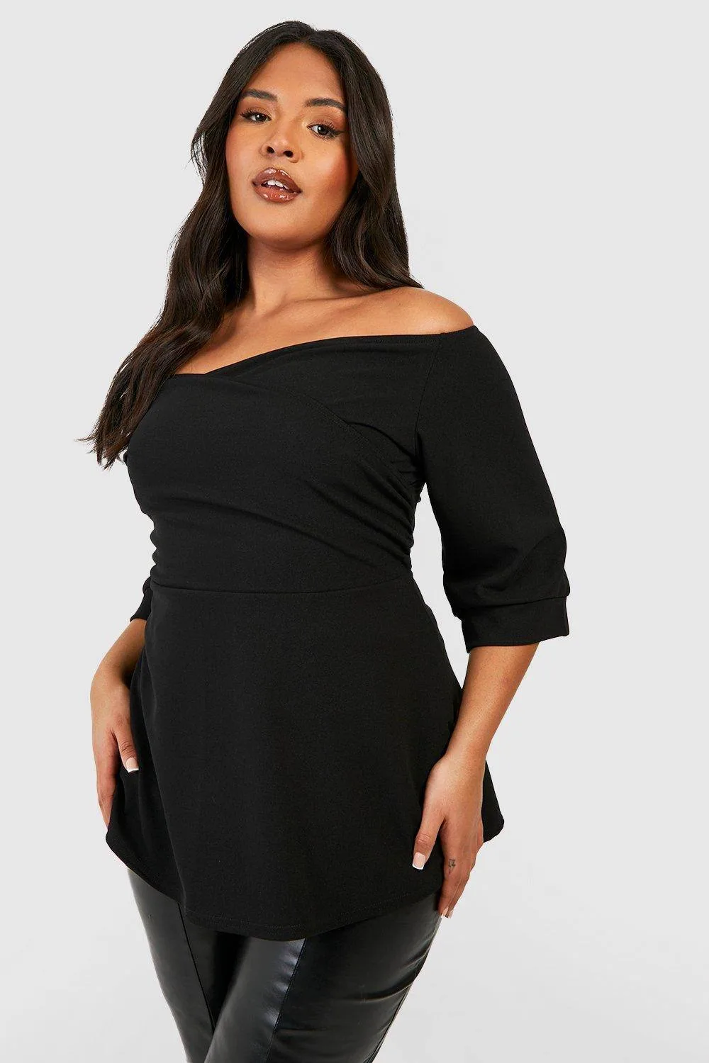Scuba Bardot Peplum Top by boohoo