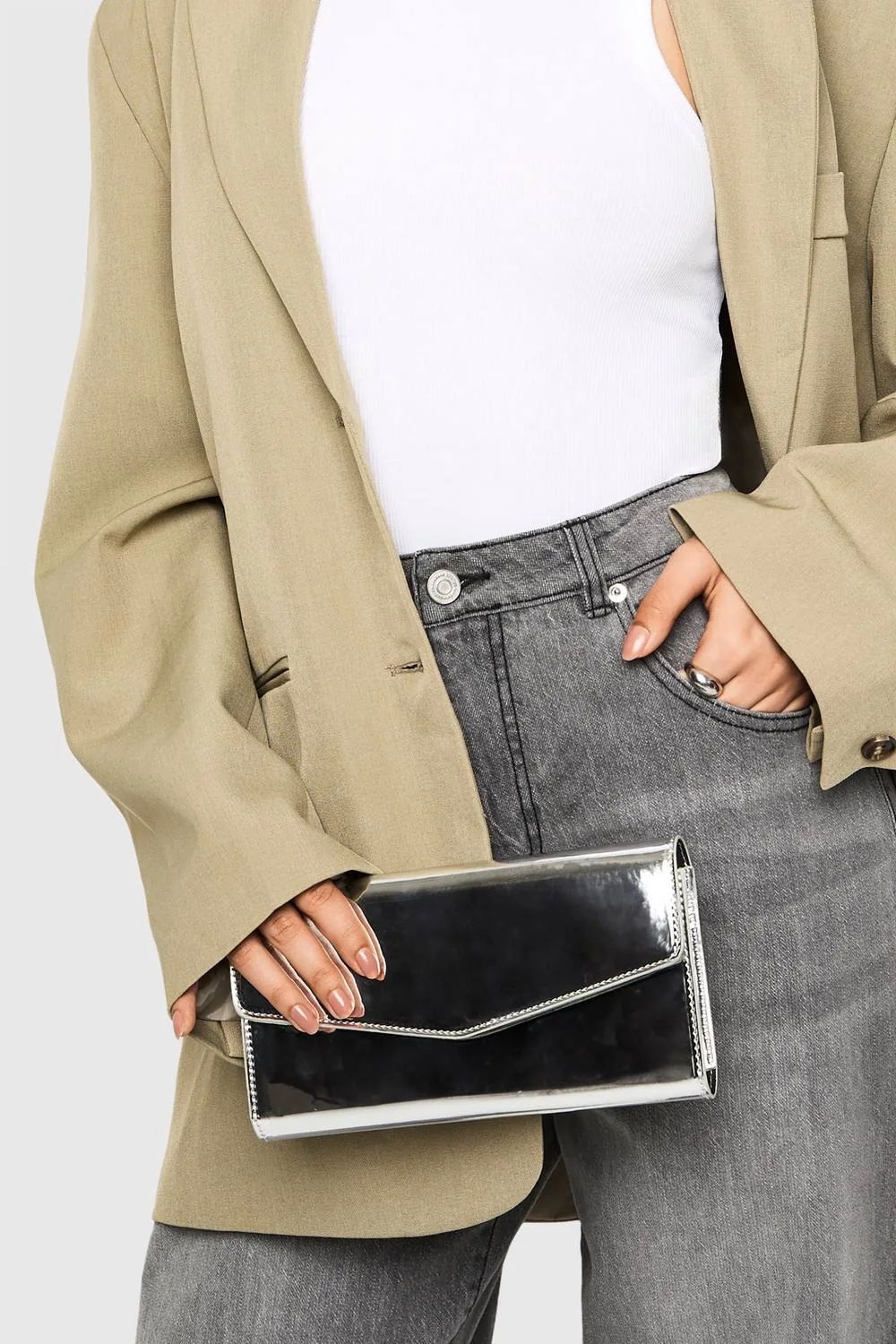 Structured Fold Over Clutch Bag
