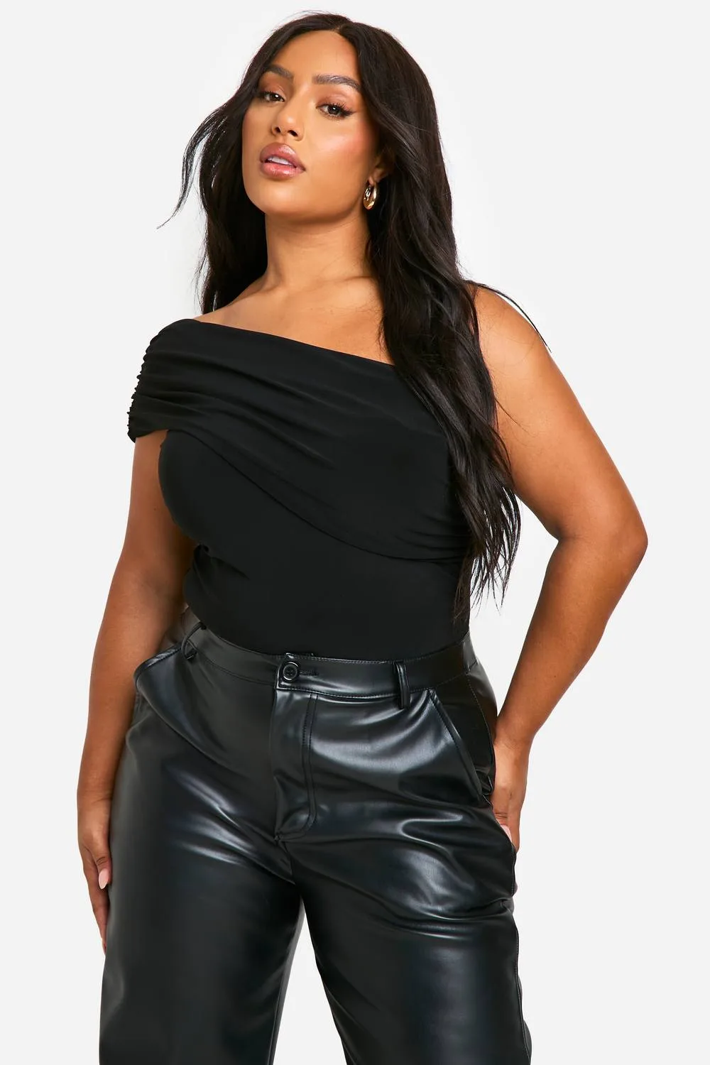 Ruched Side Ruch Bardot Bodysuit by boohoo