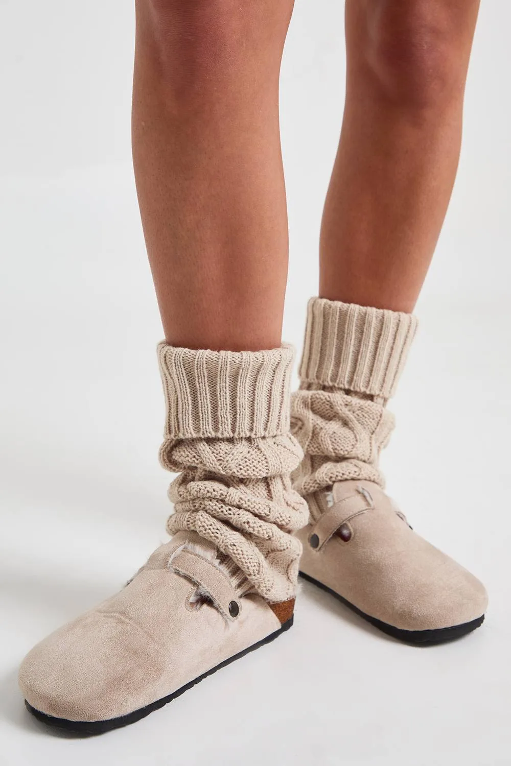 Cable Knit Leg Warmers by boohoo