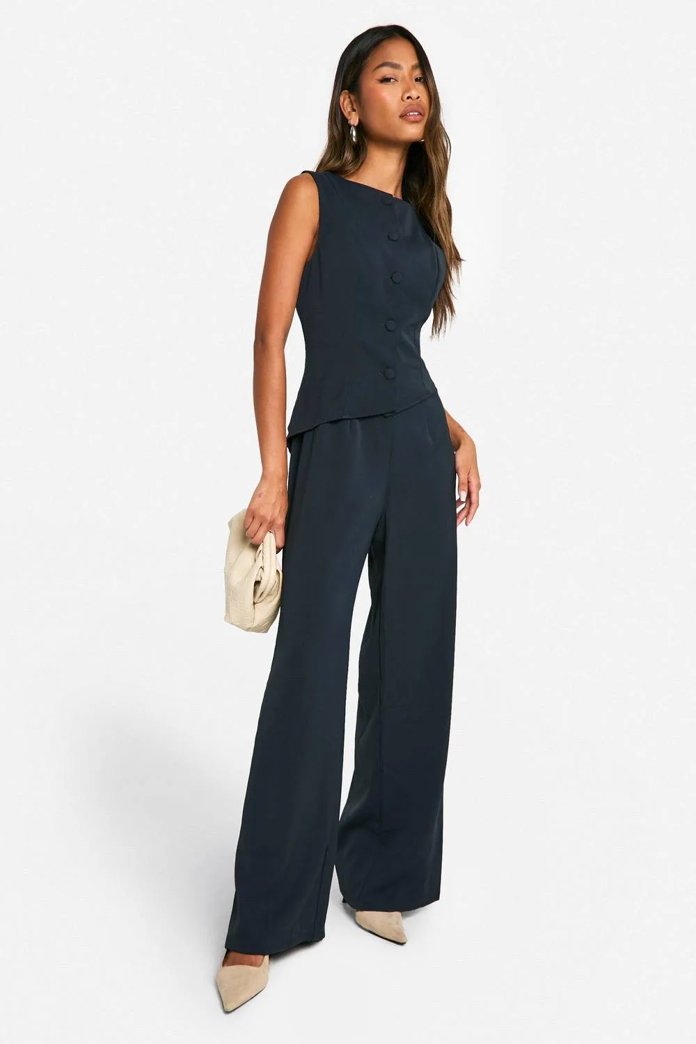 Waistcoat Wide Leg Jumpsuit by boohoo