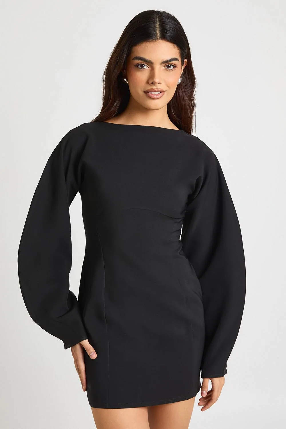 Structured Flare Sleeve Mini Shift Dress by boohoo