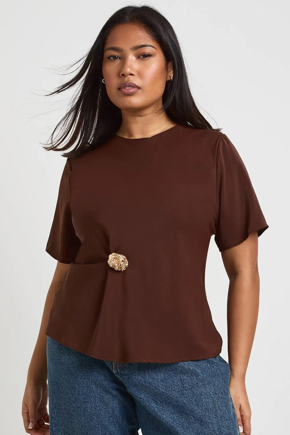 Trim Detail Woven T-Shirt by boohoo