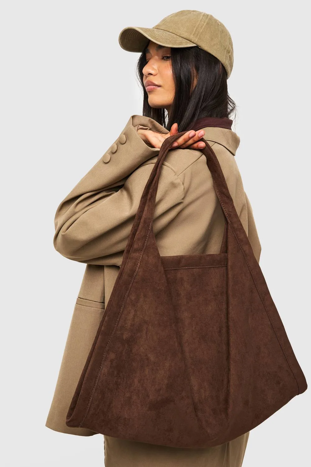 Faux Suede Large Tote Bag by boohoo