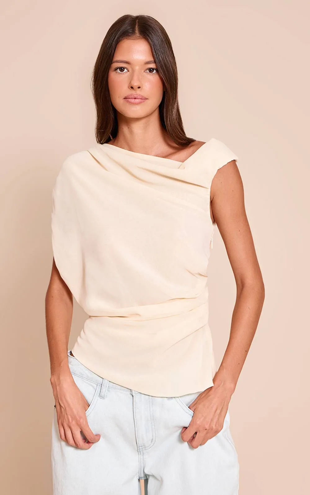 Chiffon Asymmetric Drapey Long Top