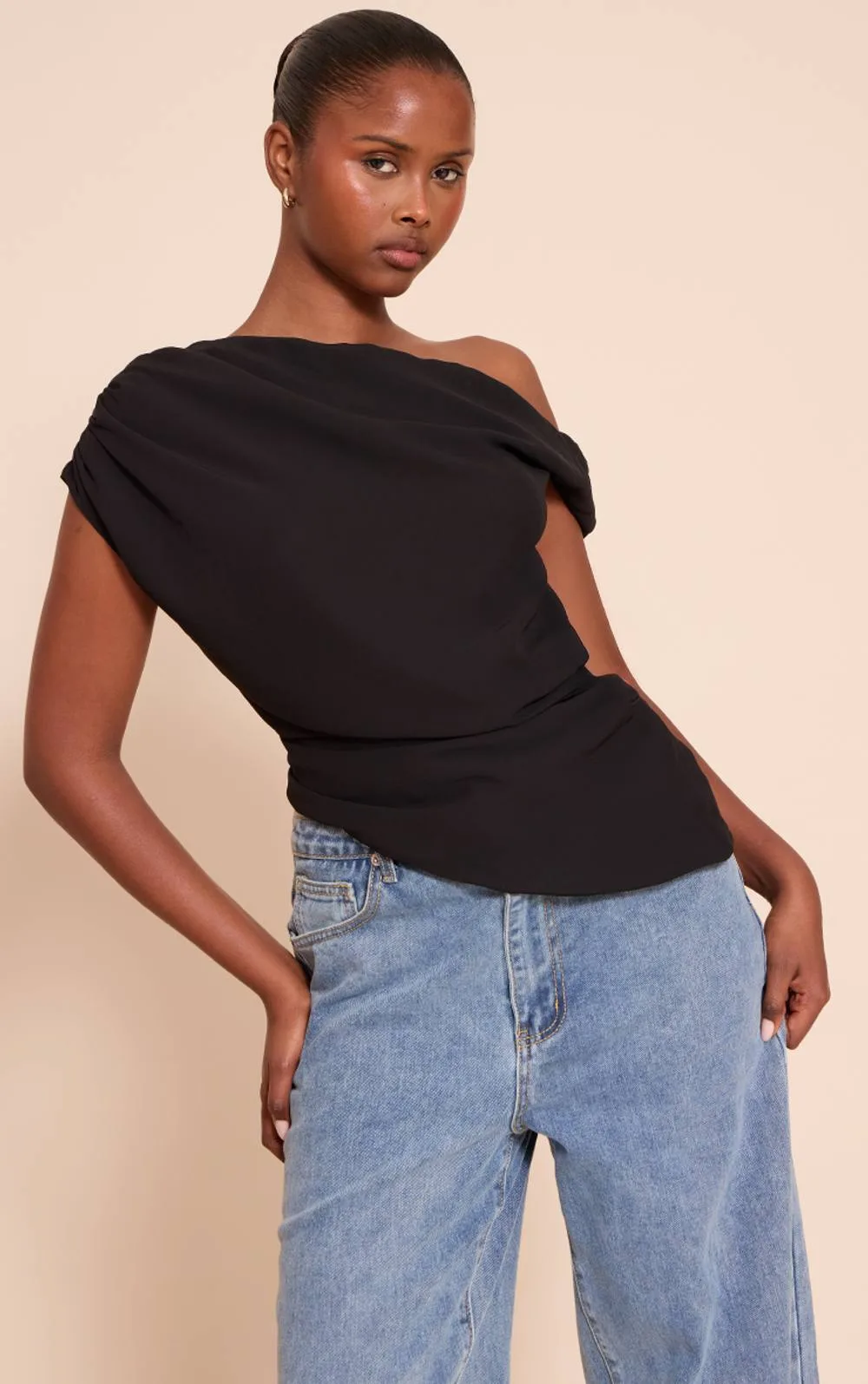 Chiffon Asymmetric Drapey Long Top